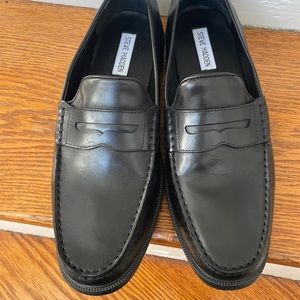 Steve Madden Manchester Black Leather Dress loafer Shoes